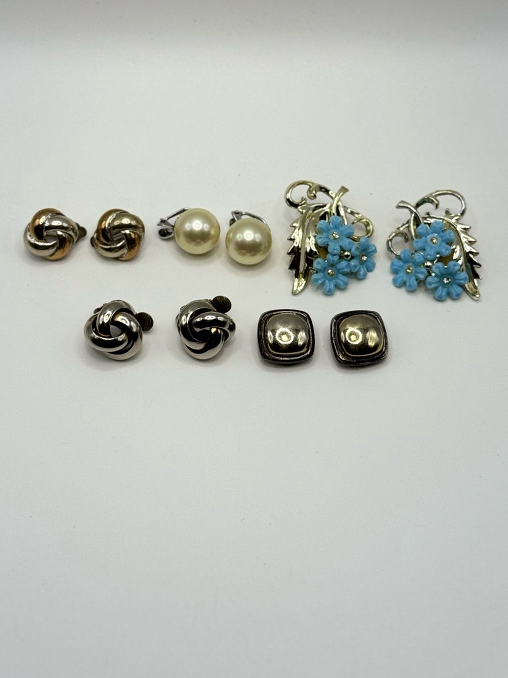 5 Pair of Vintage Silver-tone Clip on Earrings